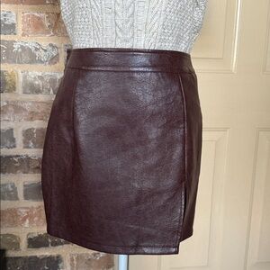 Dark Brown Faux Textured Leather Pencil Skirt Sz M Moto Street Style Baddie Chic
